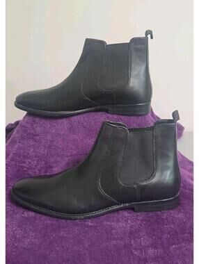 Franco Fortini Men's Trevor Chelsea Leather Ankle Boots Size 13 M, Black - NEW